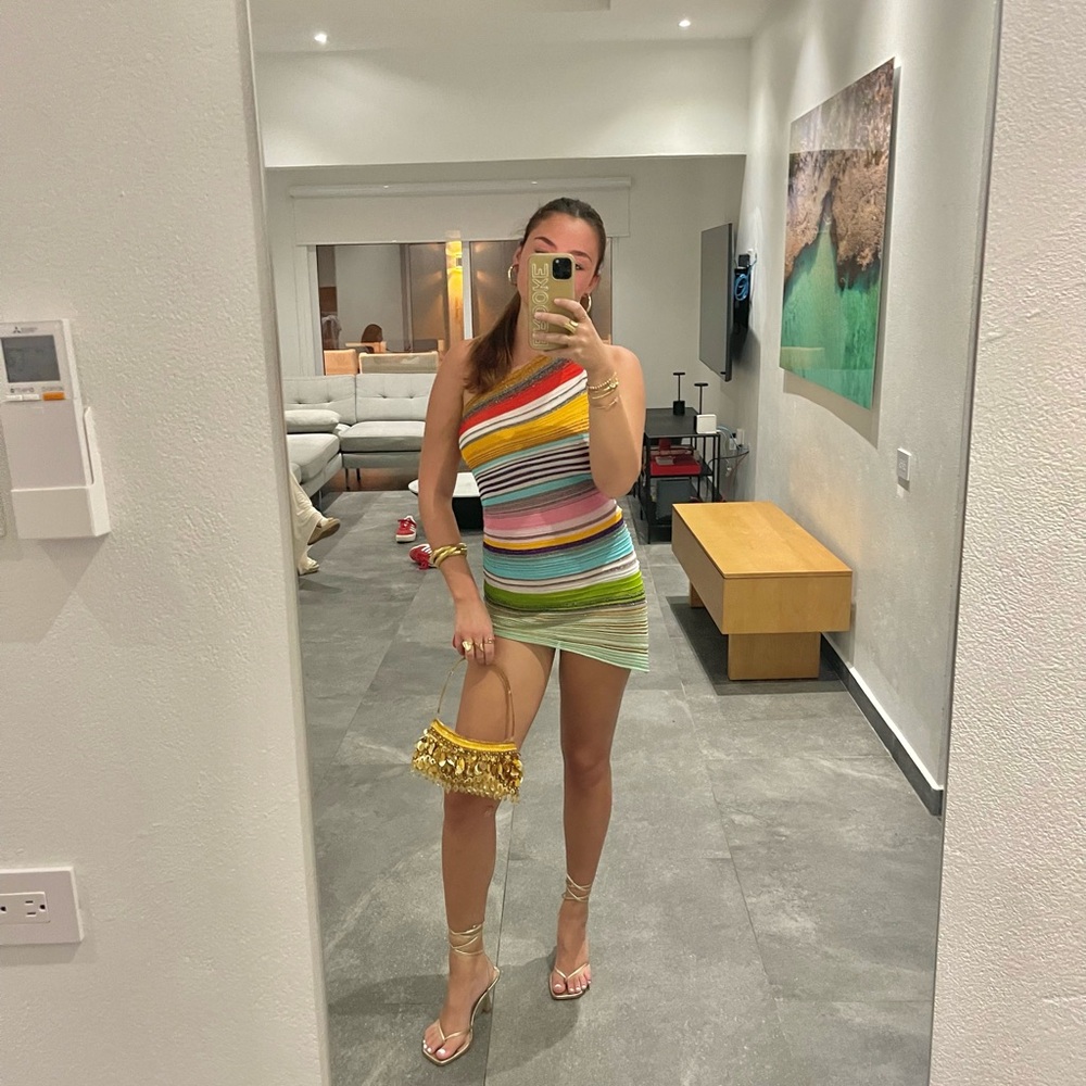 Missoni Metallic Gold Multicolor Striped Dress